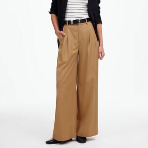 Madewell Harlow Superwide Leg Trouser Brushed Twill Light Neutral Size 14 NWT